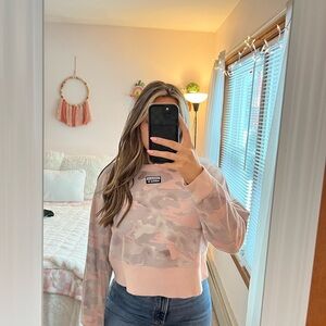 Adidas Pink Camouflage Cropped Hoodie